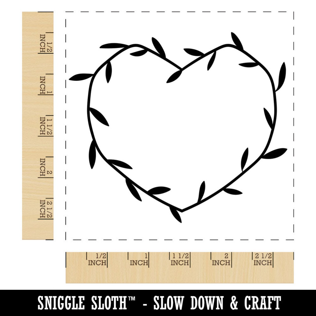 Heart Shaped Rustic Wreath Wedding Decor Square Rubber Stamp for Stamping Crafting